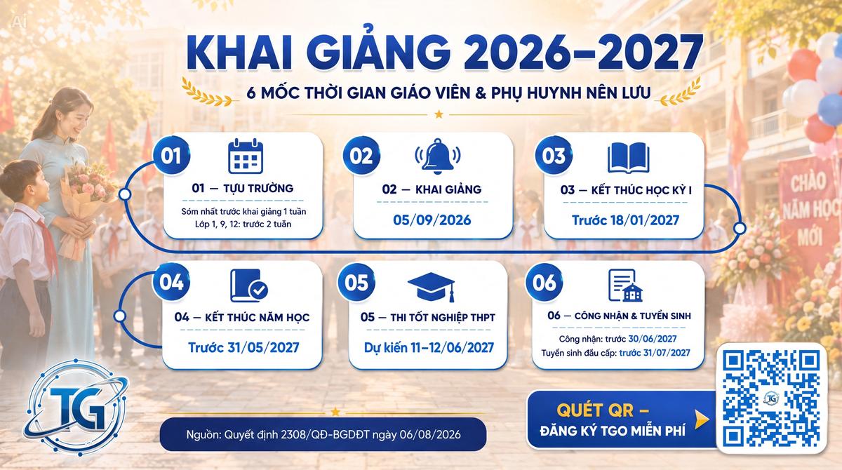 NHỮNG CỘT MỐC QUAN TRỌNG CẦN GHI NHỚ TRONG NĂM HỌC 2026-2027
